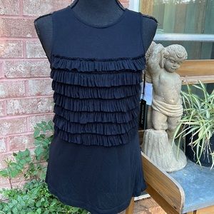 NWT Nicholia Ruffled Front Tank Black Size XS/S